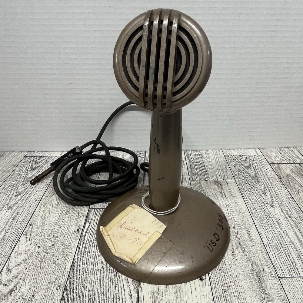 1940s Vintage Heavy Cast PA‎ Intercom Desk Microphone PL-55 Plug Art Deco